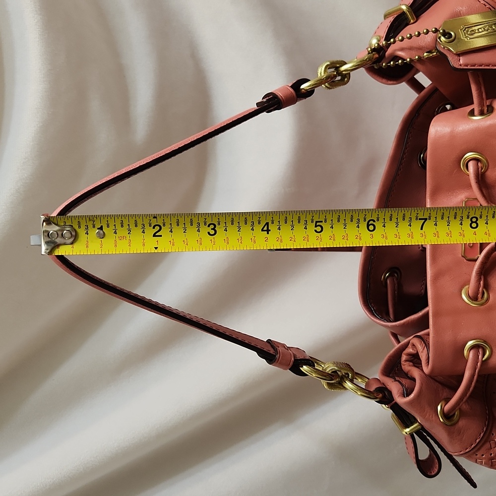 Coach Madison Marielle Pink Woven Leather Drawstring Slouch  Bucket Bag - Picture 4 of 15